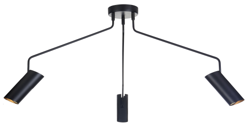 Lampa sufitowa w stylu minimalistycznym z trzema czarnymi ramionami i kloszami tubami LP-17001/3C BK Light Prestige