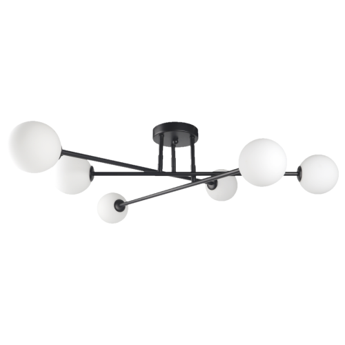 Elegancka lampa DORADO do salonu, czarne ramiona zakończone szklanymi kloszami LP-002/6C BK Light Prestige