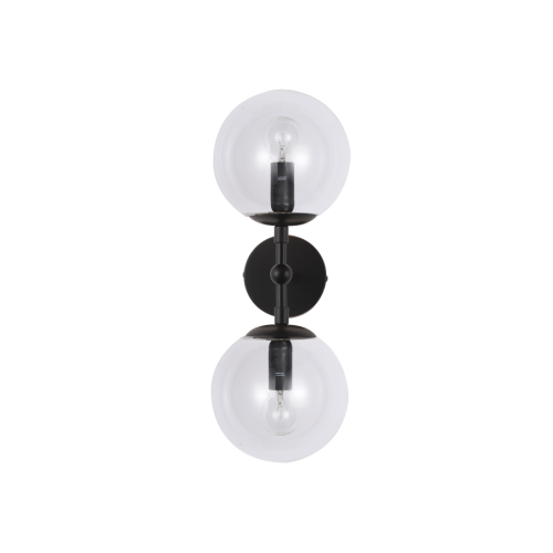 Podwójny kinkiet ścienny góra dół do salonu DORADO szklane klosze LP-002/2W BK Transp. Light Prestige