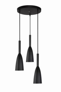 Czarna lampa wisząca Solin z trzema kloszami nad stolik kawowy  LP-181/3P BK Light Prestige