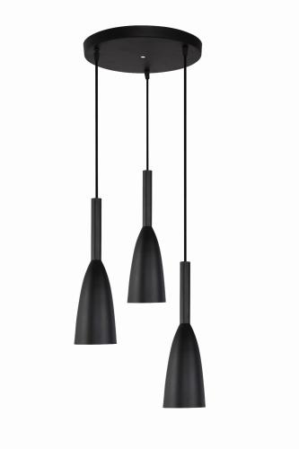 Czarna lampa wisząca Solin z trzema kloszami nad stolik kawowy  LP-181/3P BK Light Prestige
