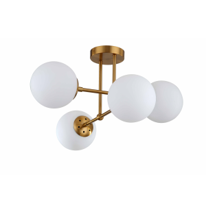 Lampa sufitowa ROMA 4 dwoma ramionami zakończonymi szklanymi kloszami LP-1345/4P GD Light Prestige