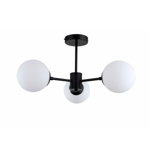 Klasyczna lampa ROMA czarna z białymi szklanymi okrągłymi kloszami LP-1345/3P BK Light Prestige