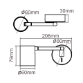 Kinkiet SNOW czarny z ruchomym ramieniem i włącznikiem do sypialni LP-731/1WL BK Light Prestige