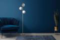 Nowoczesna lampa podłogowa czarna DORADO z mlecznymi szklanymi kloszami LP-002/3F BK Light Prestige