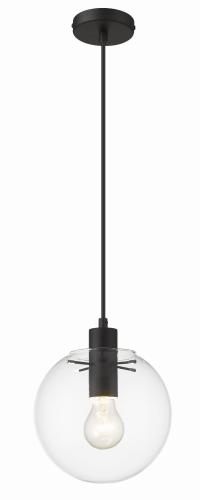 Zwis Puerto z okrągłym szklanym kloszem Ø20cm i czarnym przewodem do salonu LP-004/1P S BK Light Prestige