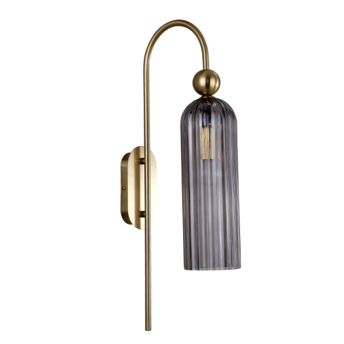 Kinkiet złoty klasyczny z dymionym szklanym kloszem z rodziny PIEGA LP-939/1W smoked Light Prestige