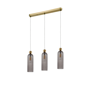 Lampa PIEGA do klasycznego salonu ozdobne zwisy z szklanymi kloszami LP-939/3L smoked Light Prestige