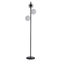 Nowoczesna lampa podłogowa czarna DORADO z mlecznymi szklanymi kloszami LP-002/3F BK Light Prestige