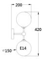 Podwójny kinkiet ścienny góra dół do salonu DORADO szklane klosze LP-002/2W BK Transp. Light Prestige
