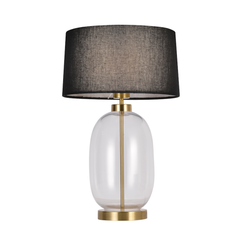 Klasyczna lampka nocna AMUR szklana podstawa czarny klosz LP-919/1T transparent Light Prestige