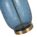 Nocna lampka ze szklaną niebieską podstawą i białym abażurem  z rodziny AMUR LP-919/1T blue Light Prestige