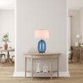 Nocna lampka ze szklaną niebieską podstawą i białym abażurem  z rodziny AMUR LP-919/1T blue Light Prestige