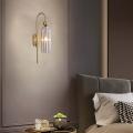 Elegancki kinkiet PIEGA do sypialni złote ramię ozdoby szklany klosz LP-939/1W amber Light Prestige