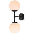 Lampa ścienna z mlecznymi kloszami DORADO do salonu góra dół LP-002/2W BK Light Prestige