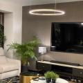 Ring złoty LED wiszący do salonu, lampa MIDWAY barwa ciepła LP-033/1P L GD Shiny Light Prestige