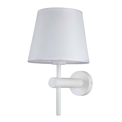 Kinkiet biały TIVOLI z białym klasycznym abażurem do sypialni LP-1133/1W WH Light Prestige