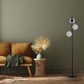 Nowoczesna lampa podłogowa czarna DORADO z mlecznymi szklanymi kloszami LP-002/3F BK Light Prestige