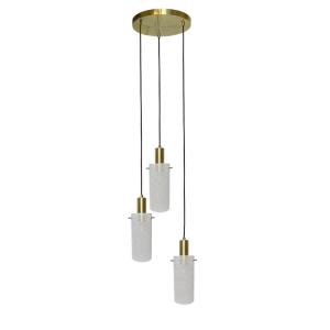 Lampa wisząca TIRANA złota okrągła rozeta wąskie ozdobne klosze do jadalni LP-945/3P WH Light Prestige