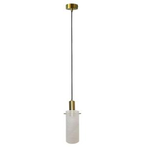 Lampa TIRANA zwis z drucianym białym kloszem i złotymi elementami LP-945/1P WH Light Prestige