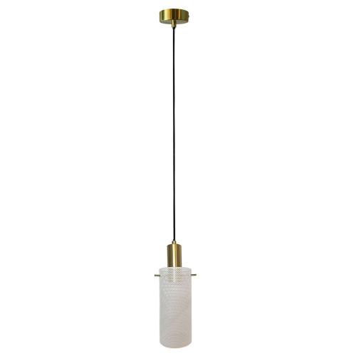 Lampa TIRANA zwis z drucianym białym kloszem i złotymi elementami LP-945/1P WH Light Prestige