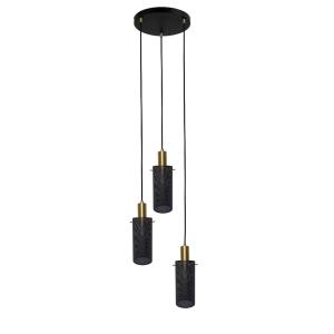 Lampa sufitowa wisząca czarna TIRANA metalowe zwisy na E27 do jadalni LP-945/3P BK Light Prestige