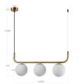 Lampa wisząca poprzeczna ALISA z szklanymi kulami nad blat LP-005/3L GD Light Prestige