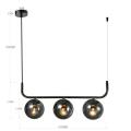 Lampa wisząca z trzema grafitowymi szklanymi kloszami ALISA do jadalni LP-005/3L grafit  Light Prestige