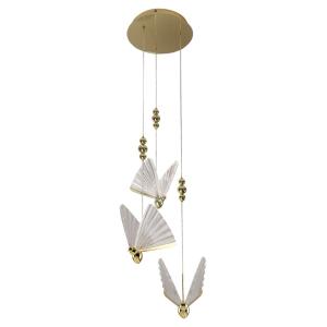 Elegancka lampa wisząca MARIPOSA  z motywem motyli, LED zmienna barwa złota LP-1715/3P Light Prestige