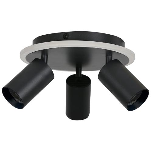 Plafon czarny z reflektorkami i pierścieniem LED CCT z rodziny PARMA LP-0612/3C Round BK Light Prestige