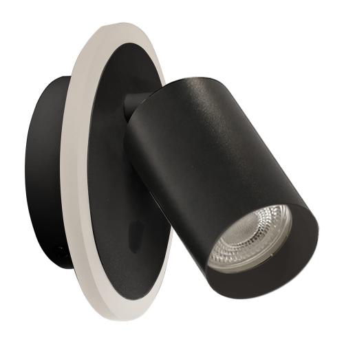 Reflektorek ścienny czarny PARMA na GU10 i ringiem LED do salonu LP-0612/1WS BK Light Prestige