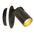 Reflektorek ścienny czarny PARMA na GU10 i ringiem LED do salonu LP-0612/1WS BK Light Prestige