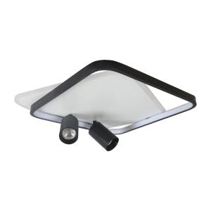 Lampa sufitowa PARMA czarno biała z dwoma tubami na GU10 + wbudowany LED LP-0612/2C Square BK Light Prestige