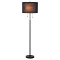 Lampa podłogowa czarna z kloszem i sznureczkami włącznikami LP-0304/2F BK Light Prestige