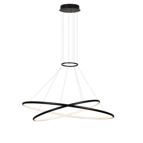 Lampa wisząca HALIFAX dwa czarne ringi LED z regulacją barwy światła LP-940/2P BK CCT Light Prestige