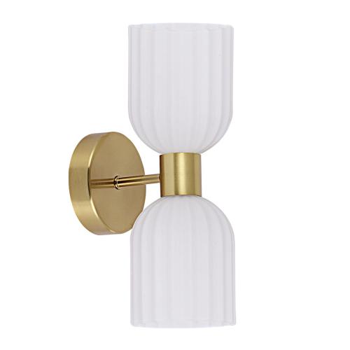 Kinkiet góra dół z ozdobnymi szklanymi kloszami z serii Piega do salonu LP-939/2W white Light Prestige