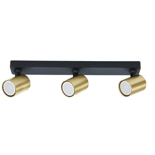 Reflektorki sufitowe złote na czarnej listwie Spot Snow 3xGU10 do salonu LP-731N/3W GD Light Prestige
