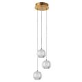 Elegancka lampa wisząca BRILLANT złota z trzema przezroczystymi kloszami LED do jadalni LP-3303/3P GD Light Prestige