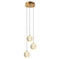 Elegancka lampa wisząca BRILLANT złota z trzema przezroczystymi kloszami LED do jadalni LP-3303/3P GD Light Prestige