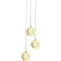 Elegancka lampa wisząca BRILLANT złota z trzema przezroczystymi kloszami LED do jadalni LP-3303/3P GD Light Prestige