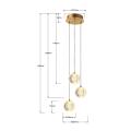 Elegancka lampa wisząca BRILLANT złota z trzema przezroczystymi kloszami LED do jadalni LP-3303/3P GD Light Prestige