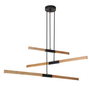 Trój poziomowa  lampa wisząca LUGANO z drewnianymi listwami LED LP-2828/3P Light Prestige