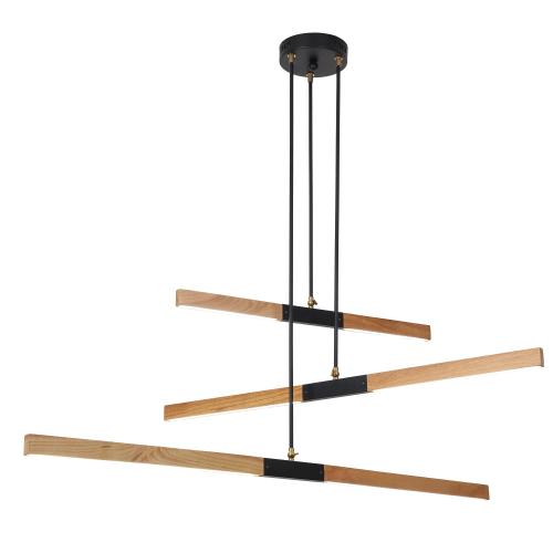 Trój poziomowa  lampa wisząca LUGANO z drewnianymi listwami LED LP-2828/3P Light Prestige