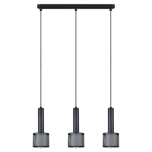 Lampa wisząca AMO zwisy na czarnej listwie z dekoracyjnymi kloszami 3xE27 LP-0702/3L BK Light Prestige