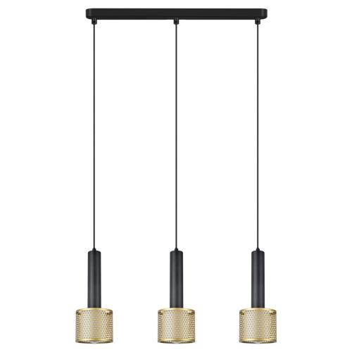 Elegancka lampa wisząca nad stół AMO z czarno złotymi kloszami zwisami  LP-0702/3L GD Light Prestige