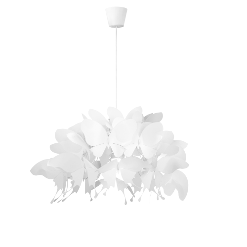 Lampa wisząca z rodziny Farfalla z białym designerskim kloszem motyle LP-3439/1P WHITE Light Prestige