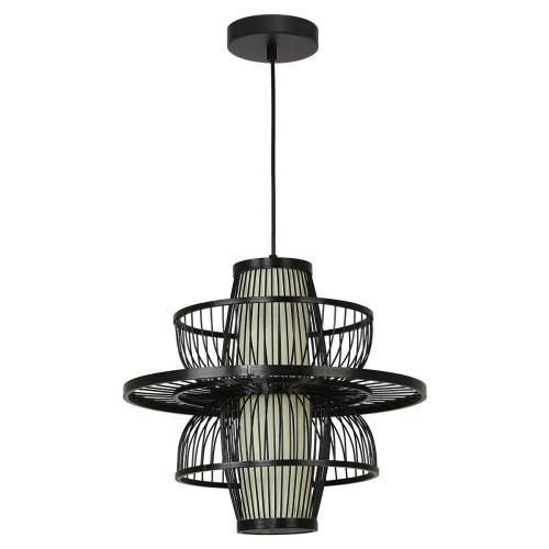 Lampa ASTRA wykonana z czarnego rattanu w stylu boho na E27 LP-3110/1P BK Light Prestige