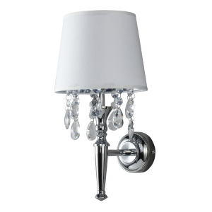 Klasyczny kinkiet VIGO w stylu glamour z kryształkami i kloszem LP-0412/1W WH Light Prestige