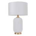 Lampka stojąca  TAMIZA z ceramicznym białym korpusem, abażur z tkaniny, Gwint E27 do sypialni LP-1515/1T big white Light Prestige