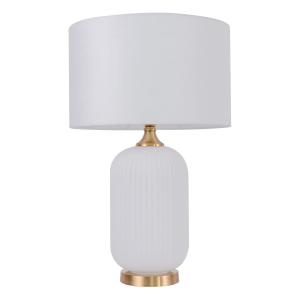 Lampka stojąca  TAMIZA z ceramicznym białym korpusem, abażur z tkaniny, Gwint E27 do sypialni LP-1515/1T big white Light Prestige